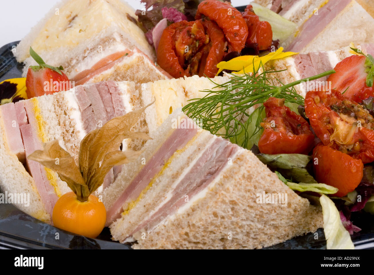 Selection of sandwiches on tray Stock Photo Alamy