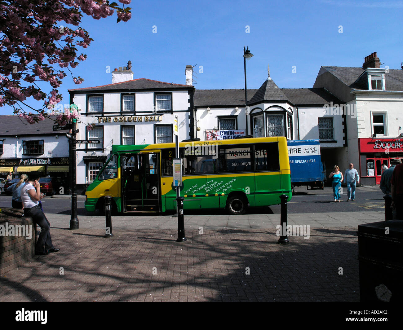 Bus stop on Tithebarn Street Poulton le Fylde Stock Photo