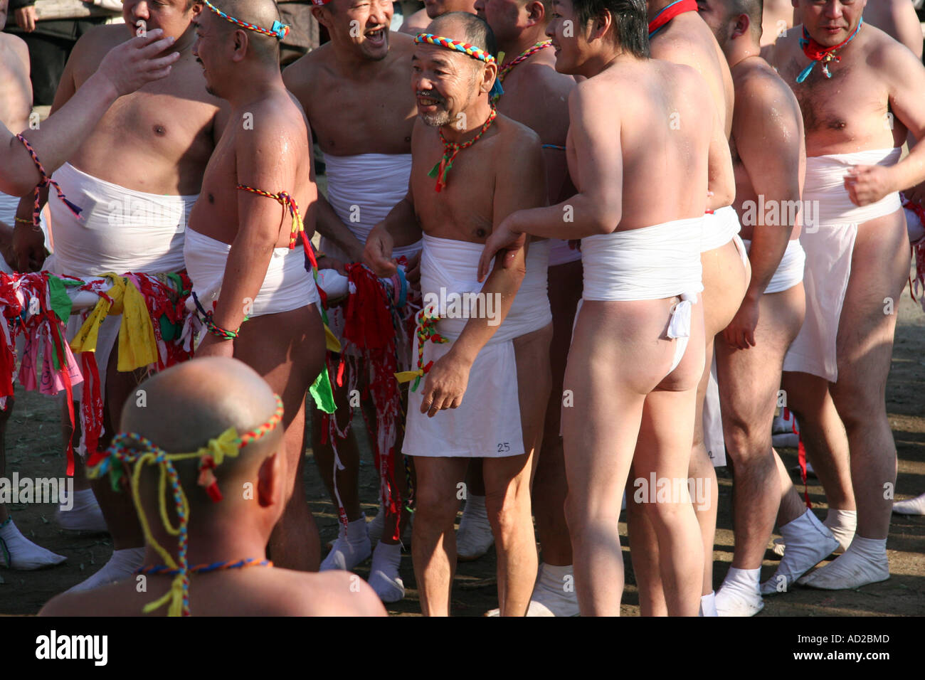 Men at a 'naked' festival in central Japan Stock Photo - Alamy