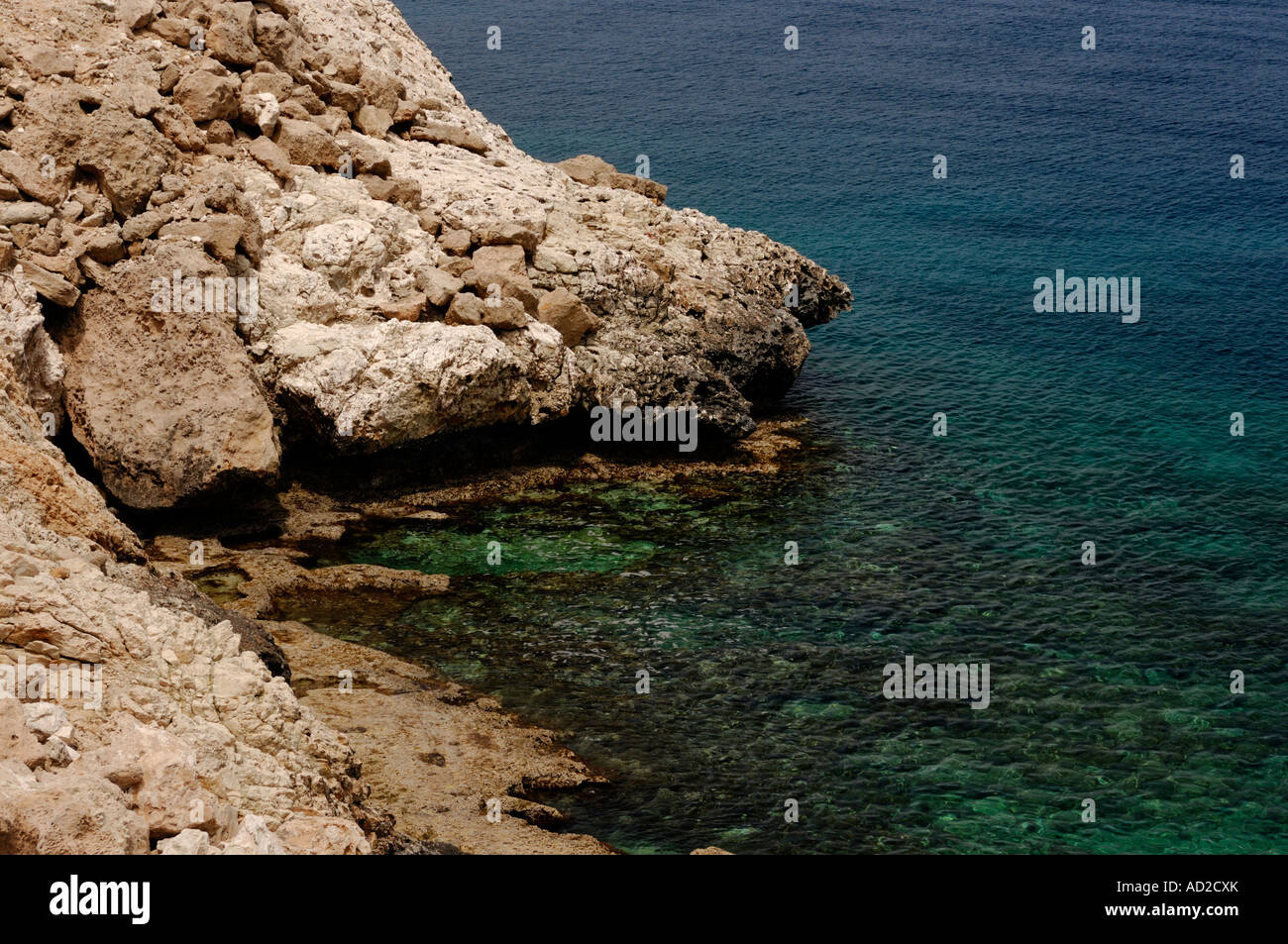 Rocky seashore Mediterranean Sea Cape Gkreko Stock Photo