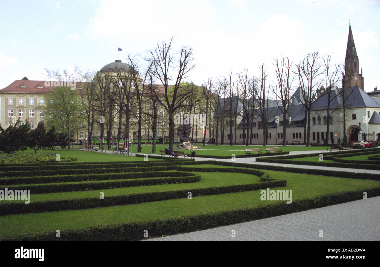 Gardens near National Theatre in Poznan, Poland Stock Photo