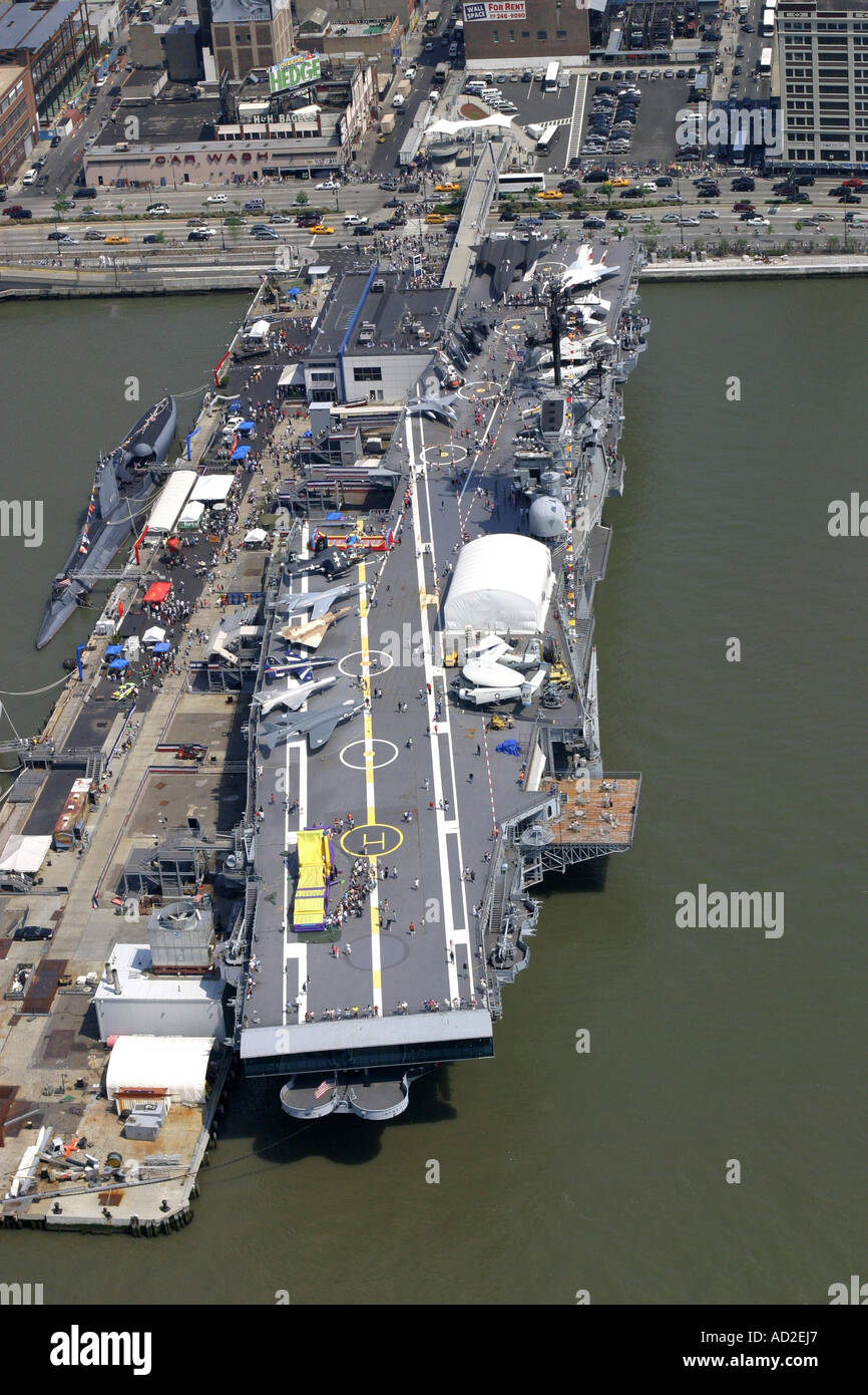 Aerial view of Intrepid Sea, Air and Space Museum located on the Hudson