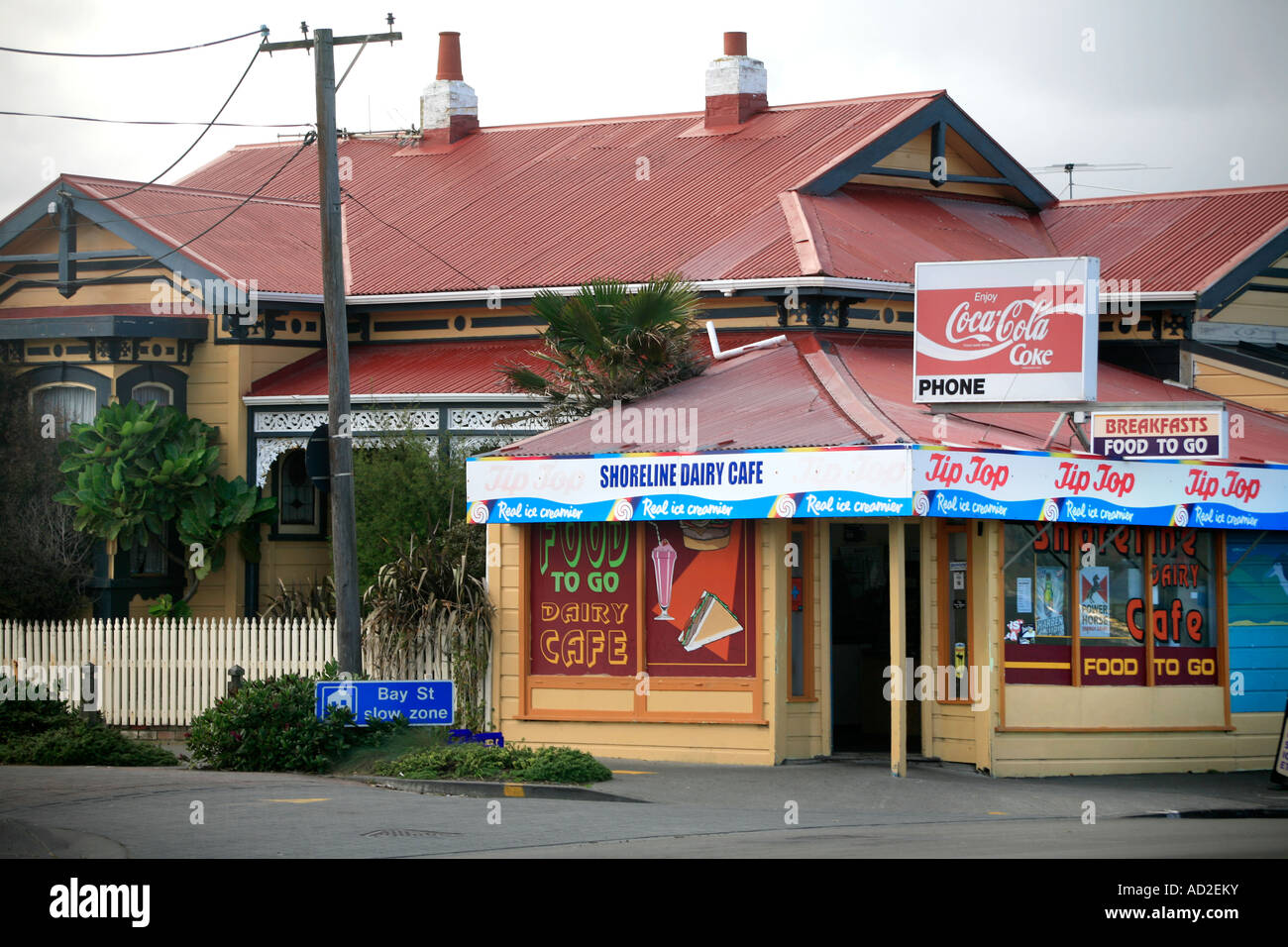 A dairy cafe shop attached to a Victorian heritage house at Petone Wellington New Zealand Stock Photo
