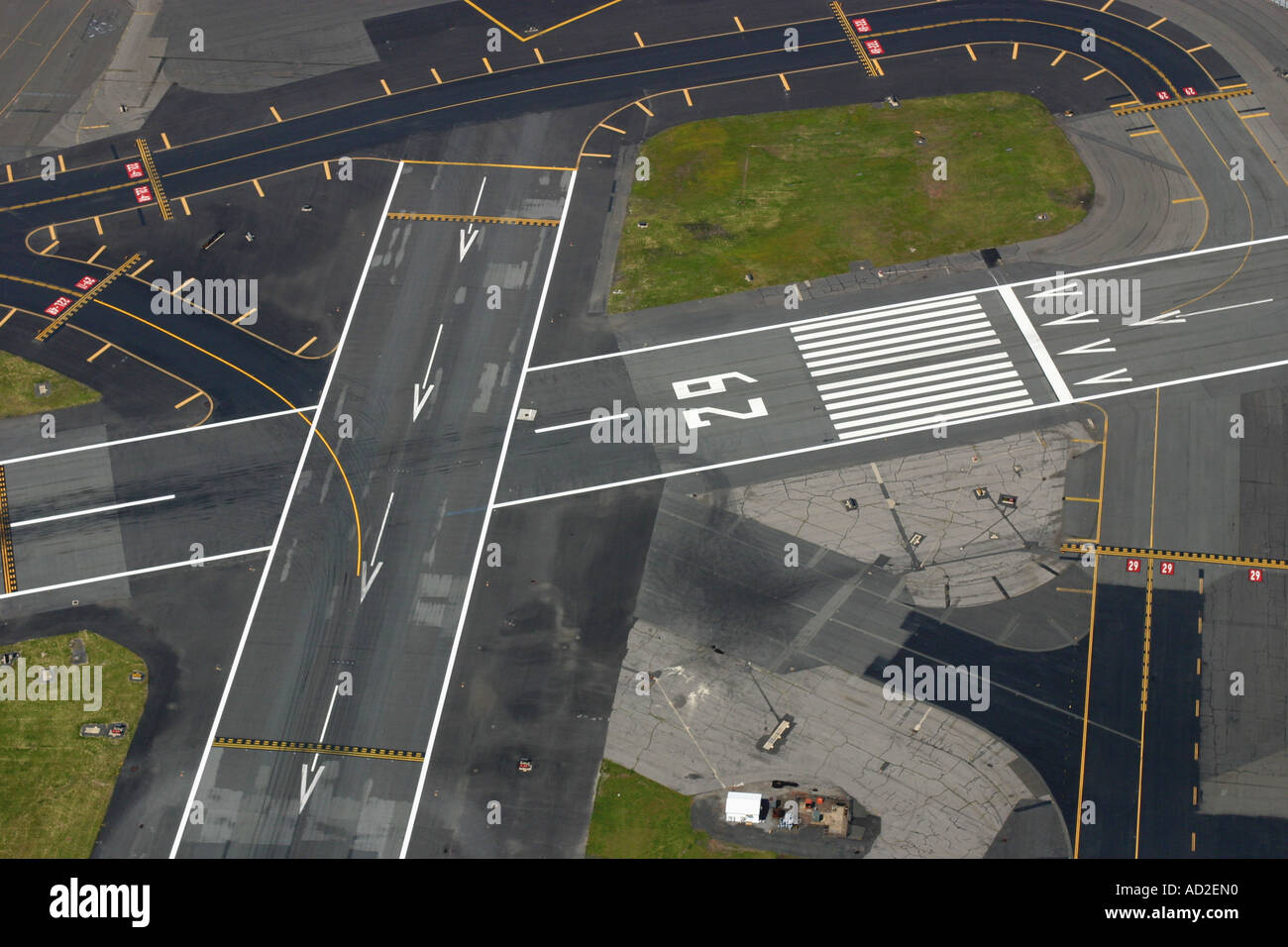 Aerial view of runway intersection at Newark Liberty International