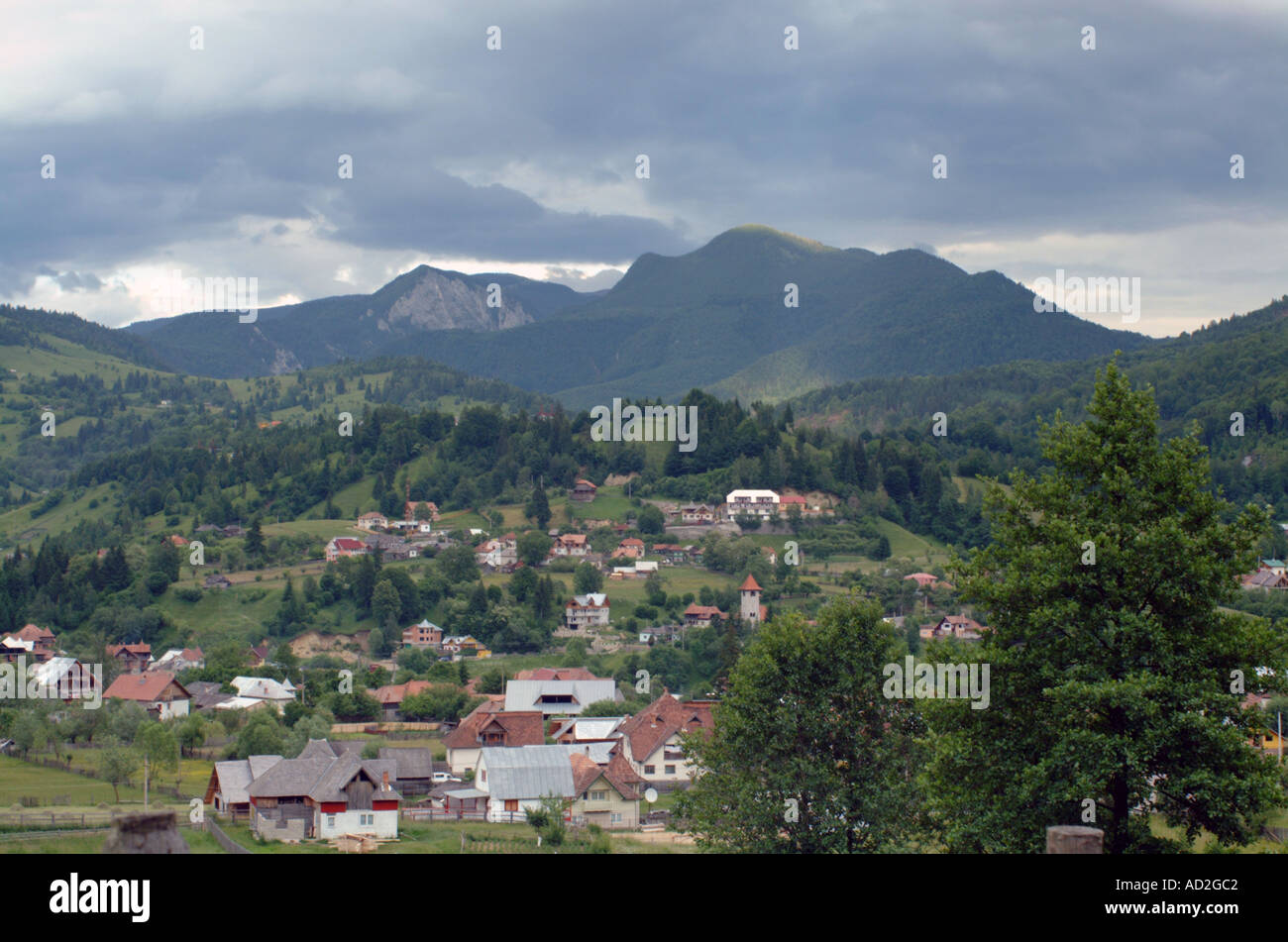 Podu Dambovitei village near Piatra Craiului Mountains in Carpathian ...