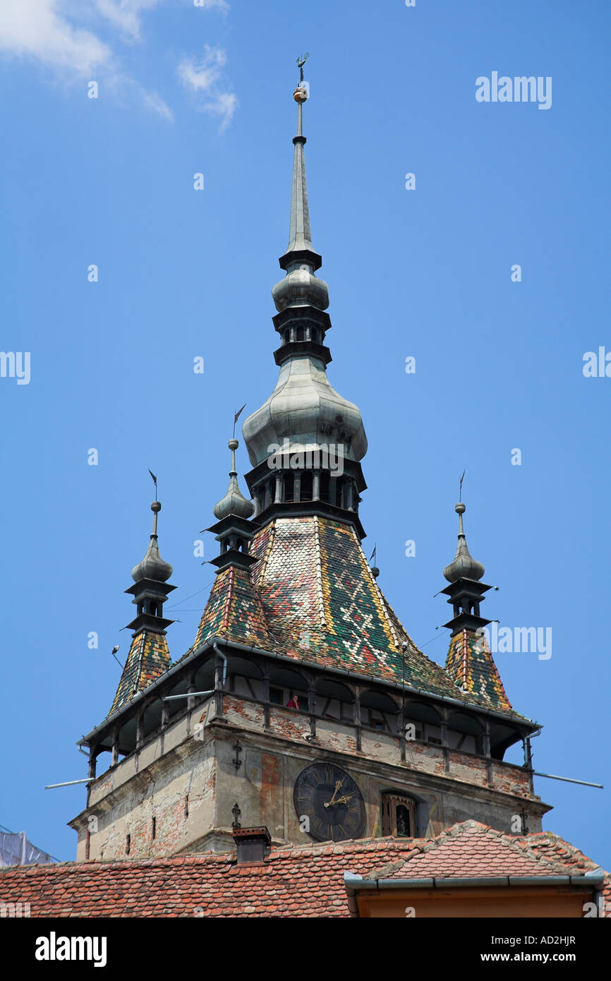 Clock tower, Turnul cu Ceas, Sighisoara, Transylvania, Romania Stock