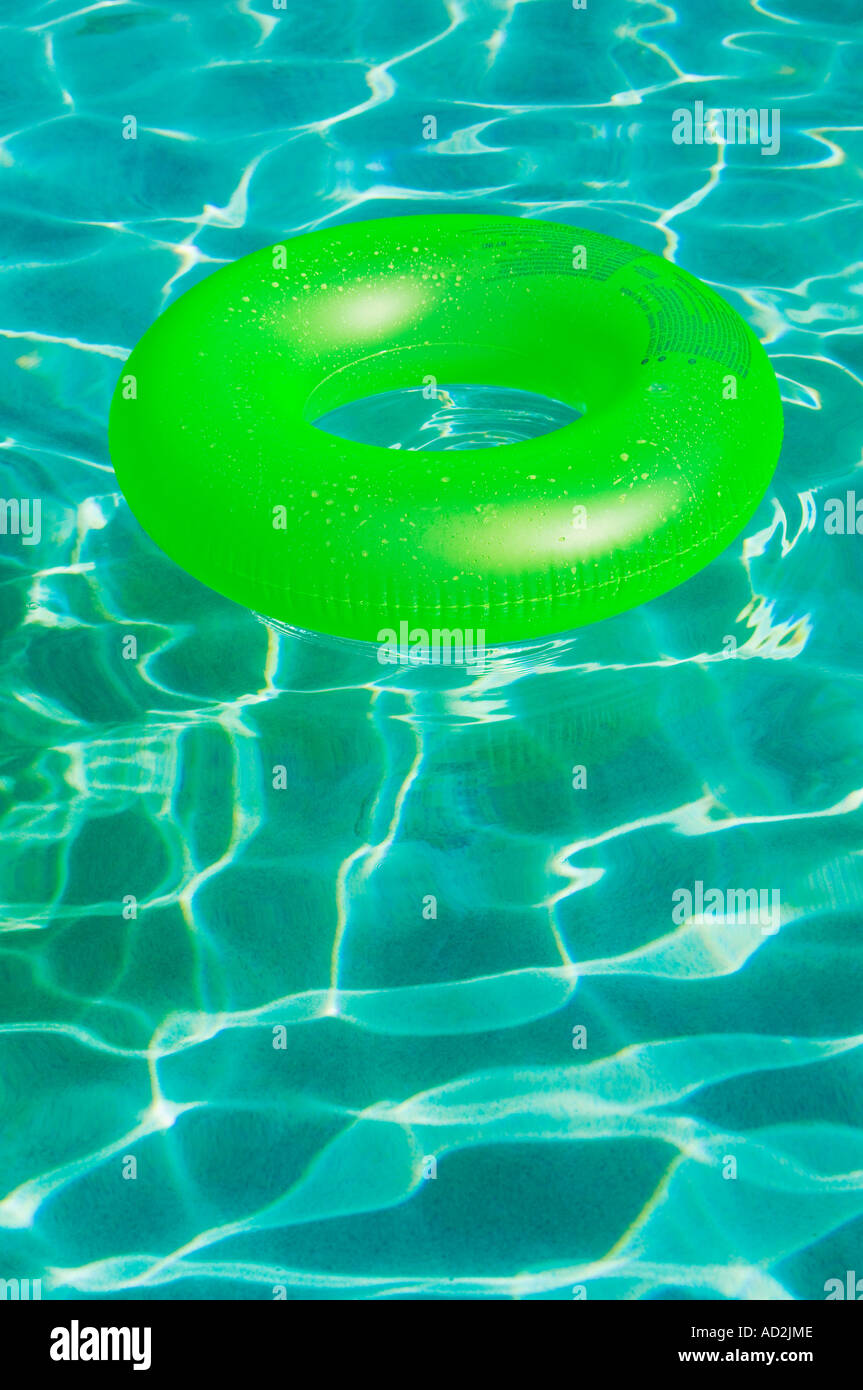 Inflatable ring in pool Stock Photo