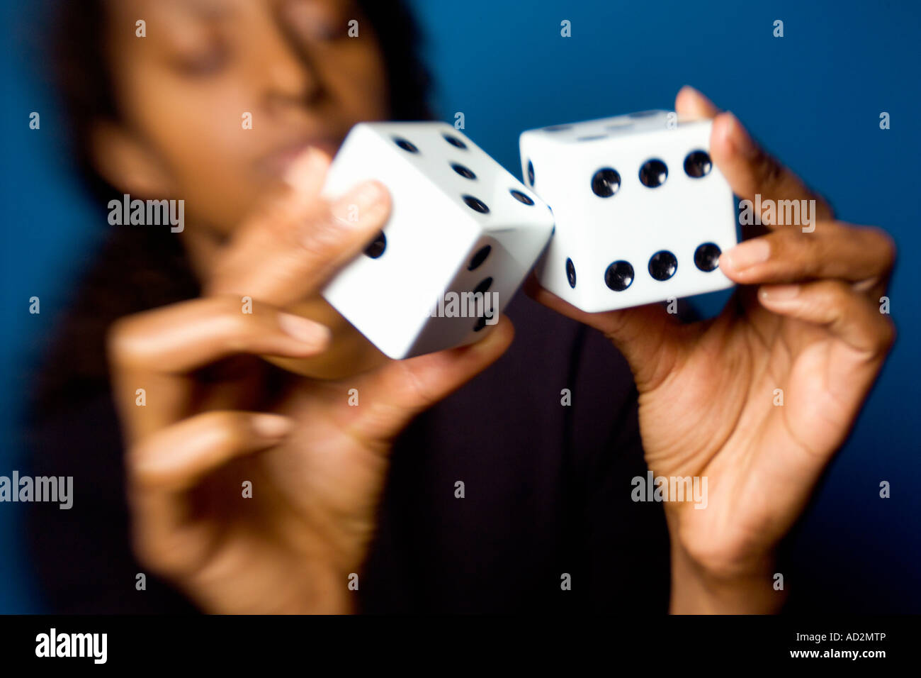 hands holding Dice horizontal Stock Photo