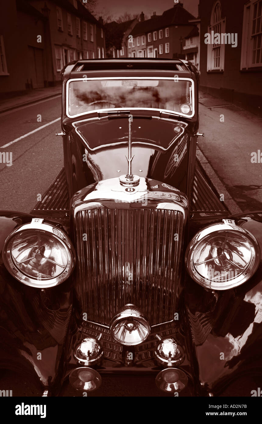 A duotone image of a Bentley in Thaxted March 2005 Stock Photo