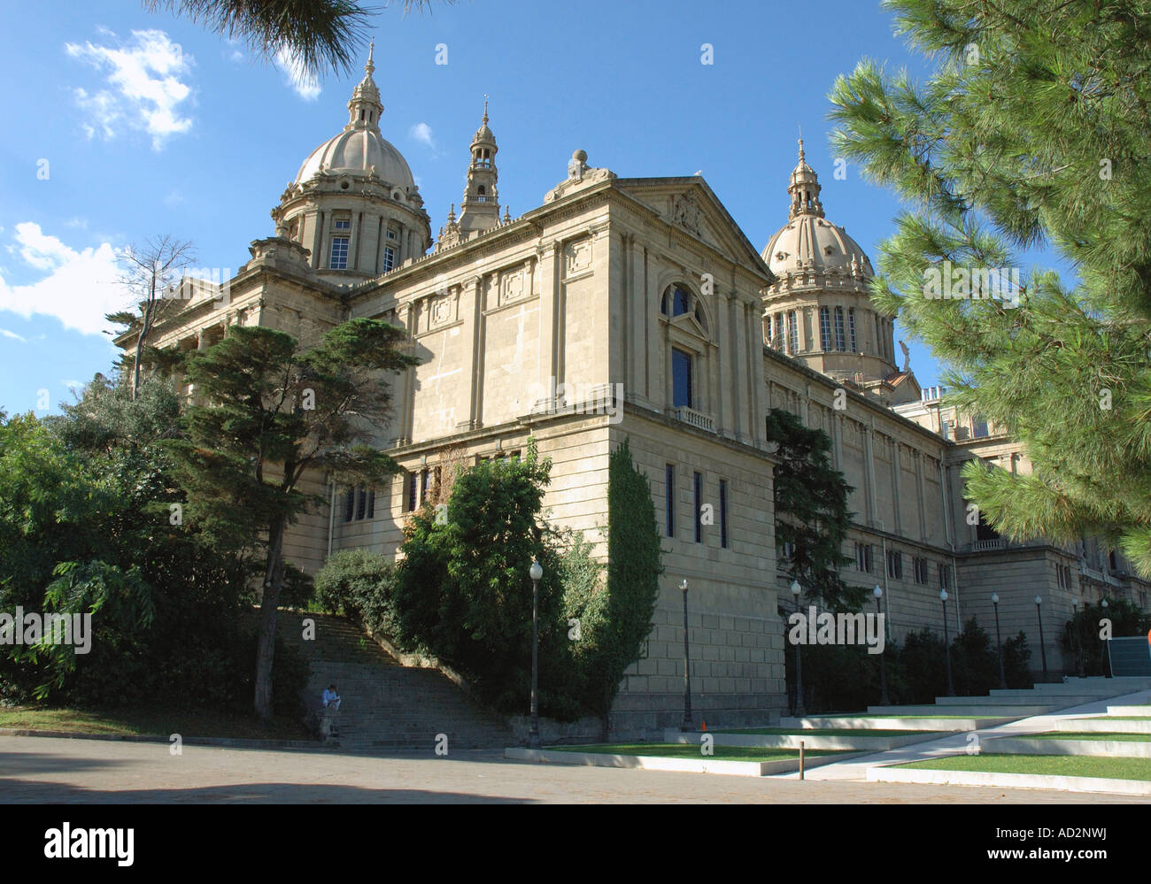 View of Museu Nacional d'Art de Catalunya Plaça de Espanya Barcelona Barça Catalonia Cataluña Costa Brava España Spain Europe Stock Photo