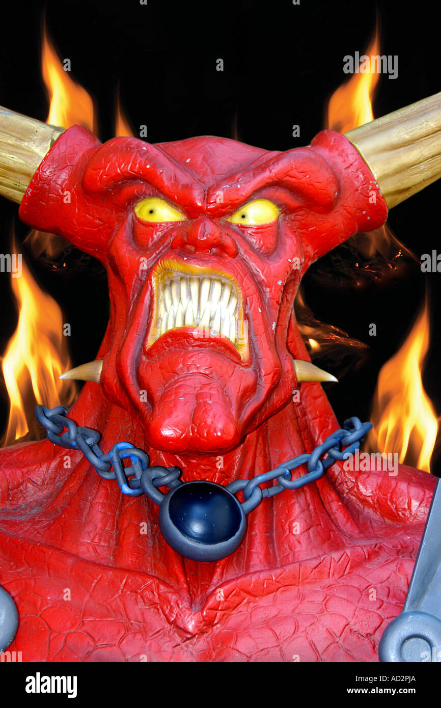 The Demon Devil Satan outside a Tattoo Palor Stock Photo