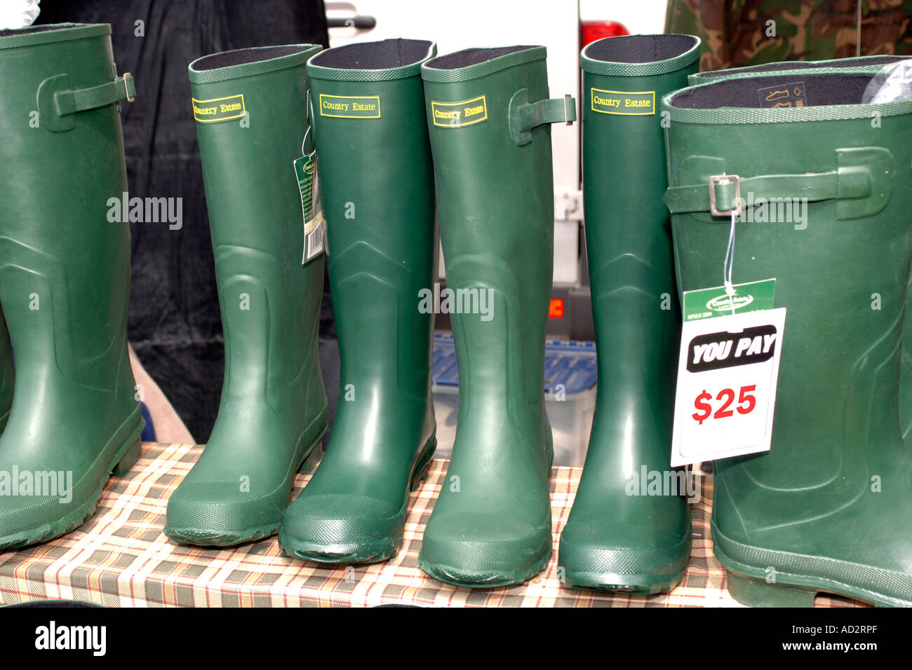 Green wellington boots Stock Photo - Alamy