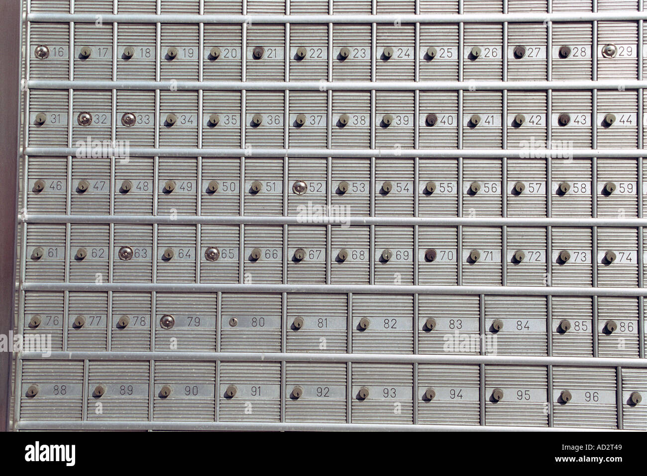many metal numbered security letter boxes Stock Photo Alamy