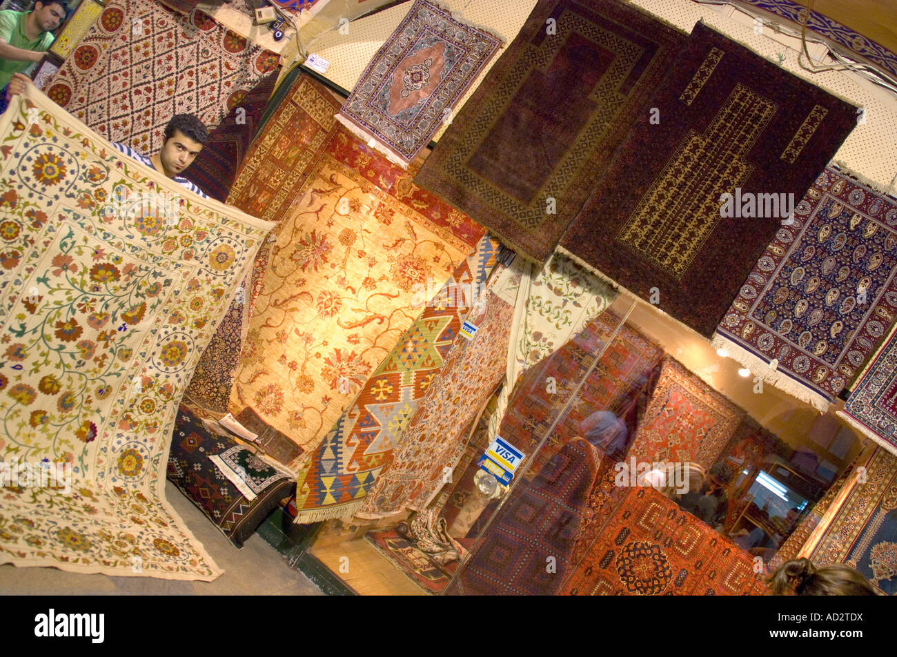 Turkish carpet shop in Grand Bazaar in Istanbul Stock Photo