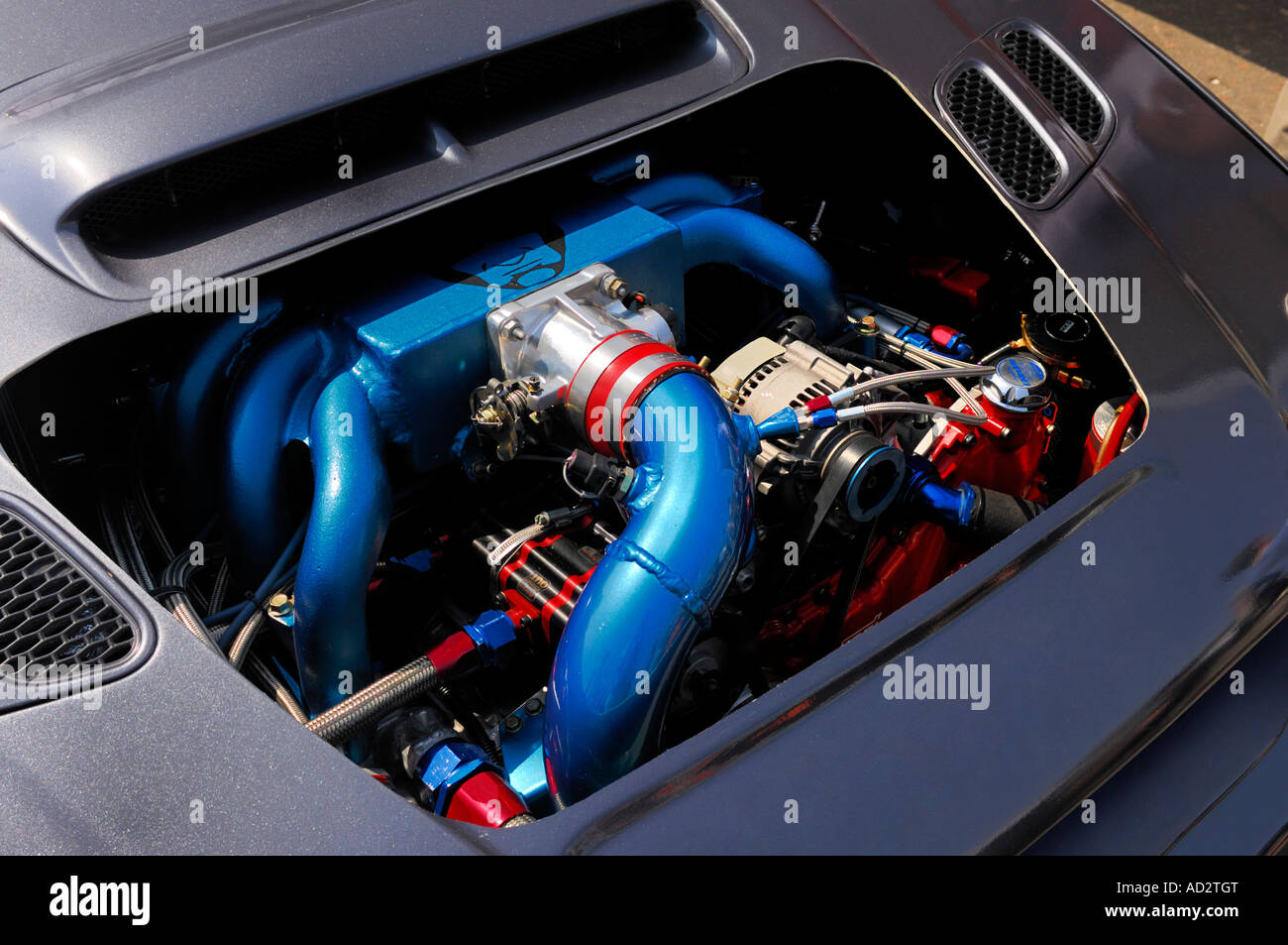 License available at MaximImages.com - Racing car custom made engine close up Stock Photo