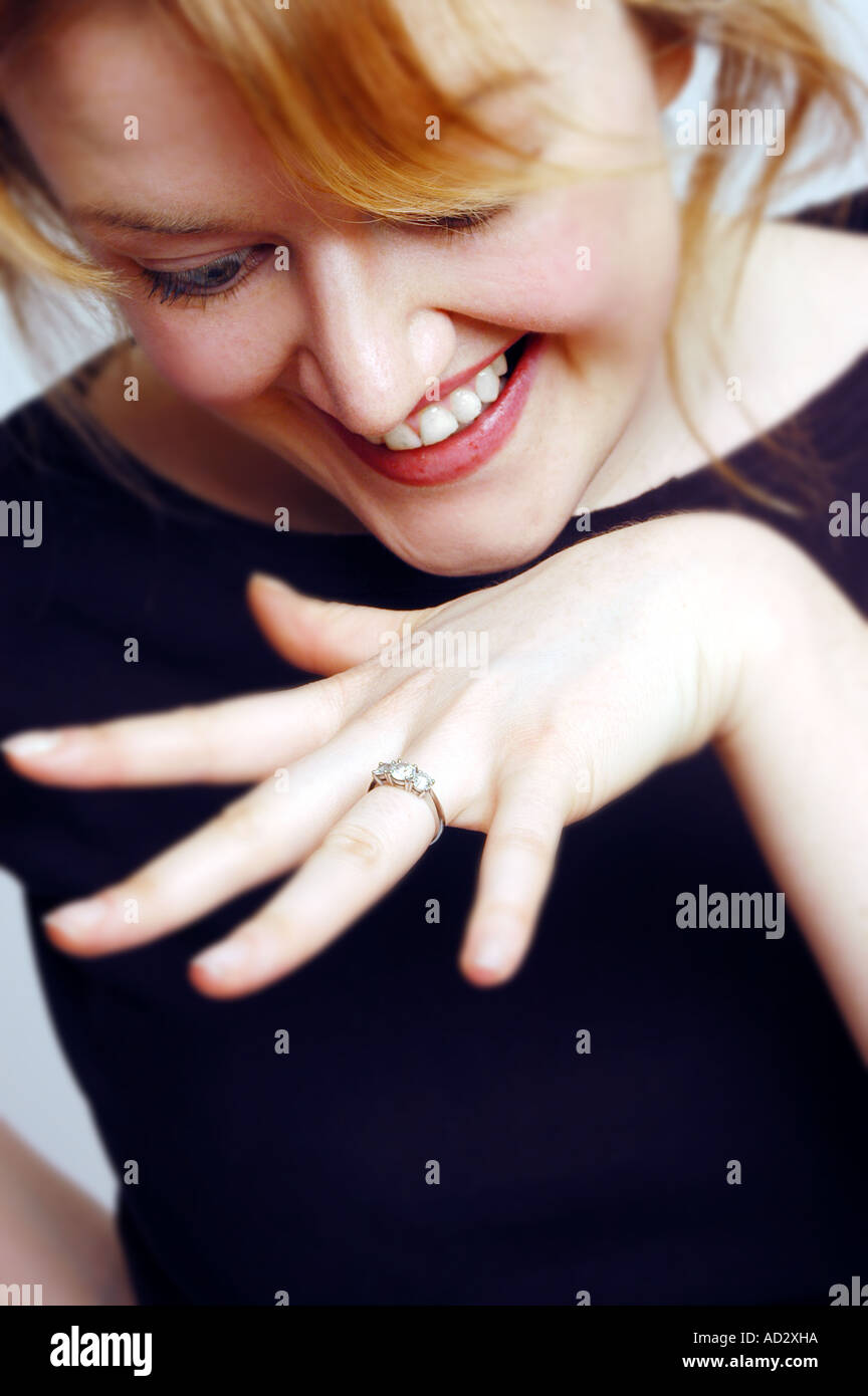 happy engaged woman Stock Photo - Alamy