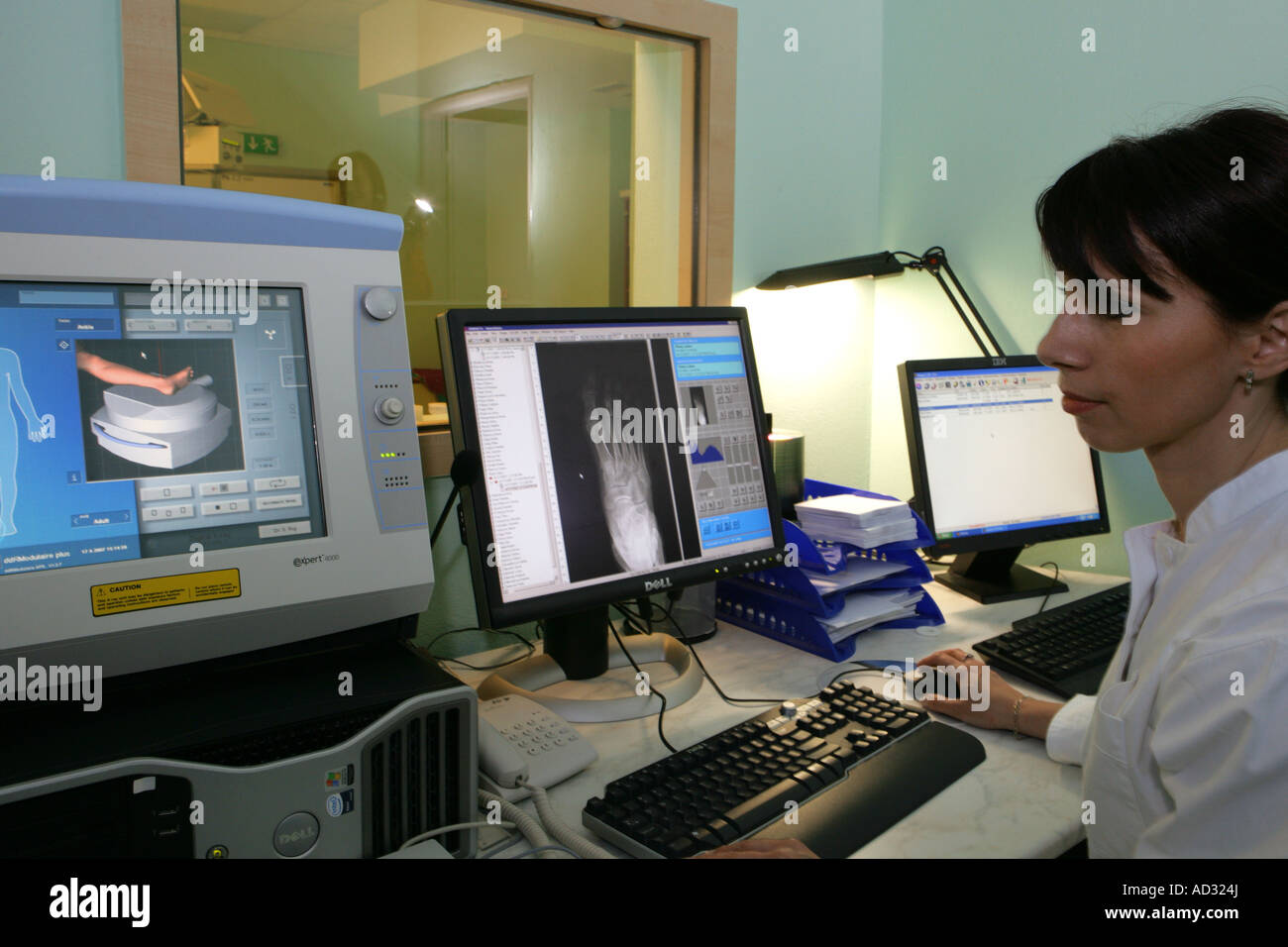 female doctor in Xray control room at hospital Stock Photo Alamy