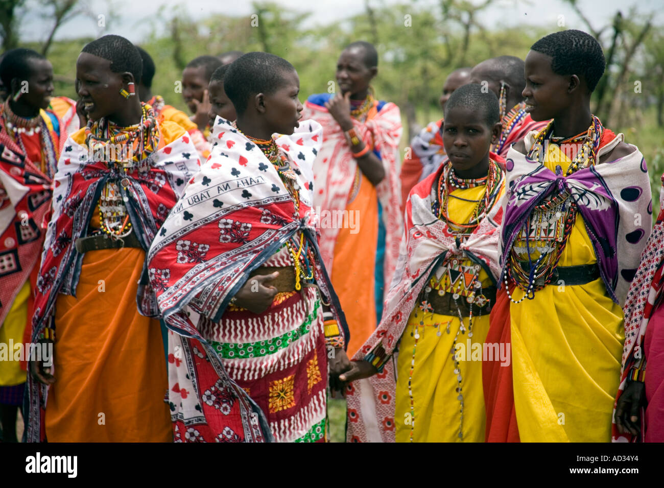 Maasai women at graduation ceremony of Koiyaki-Lemek Community Guiding school, the first guiding school for Maasai, Kenya. Stock Photo