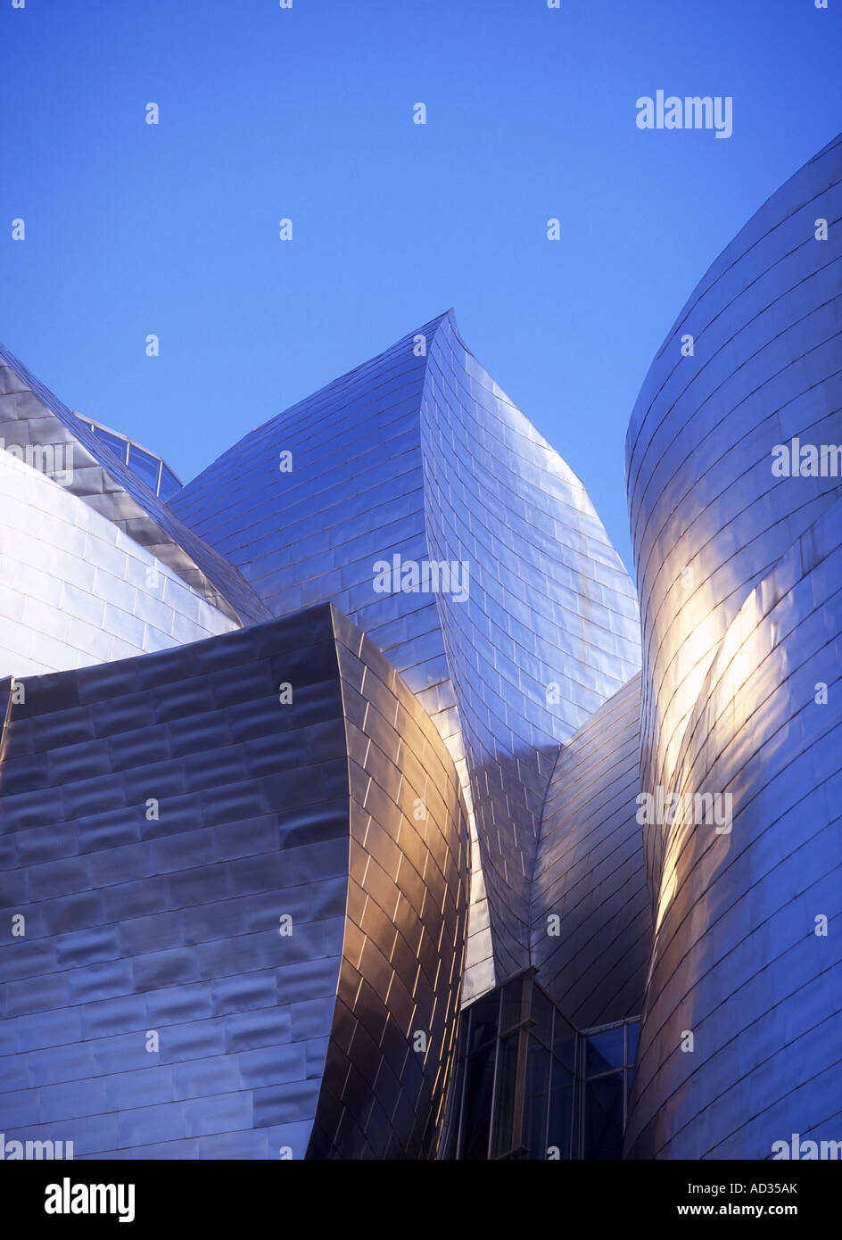Guggenheim Museum Bilbao Detail of titanium exterior Euskadi Basque Country Spain Stock Photo