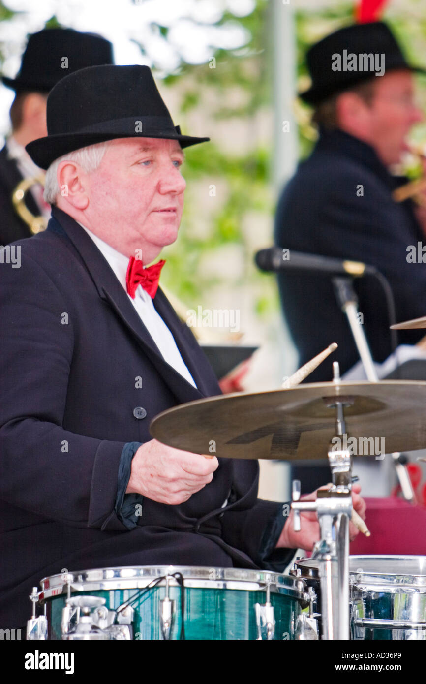 1940's Red Hot Swing big jazz band percussion section at reenactment weekend Stock Photo Alamy