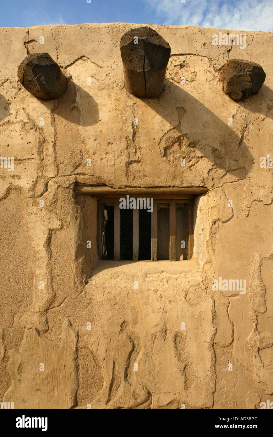 Adobe wall, window, and posts at Bent's Old Fort National Historic ...