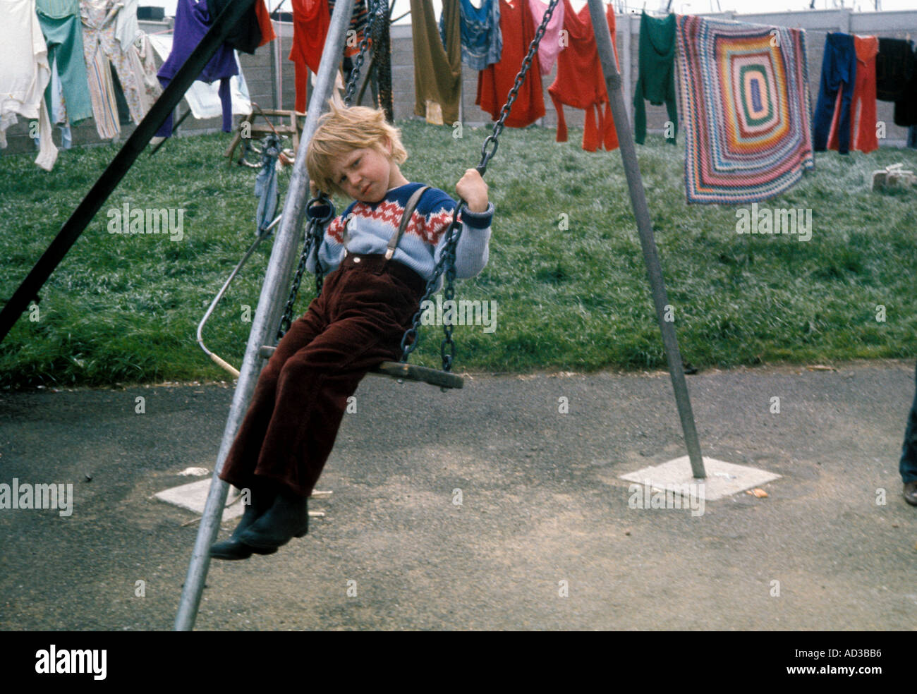 Gypsy children playing in camp site. Stock Photo