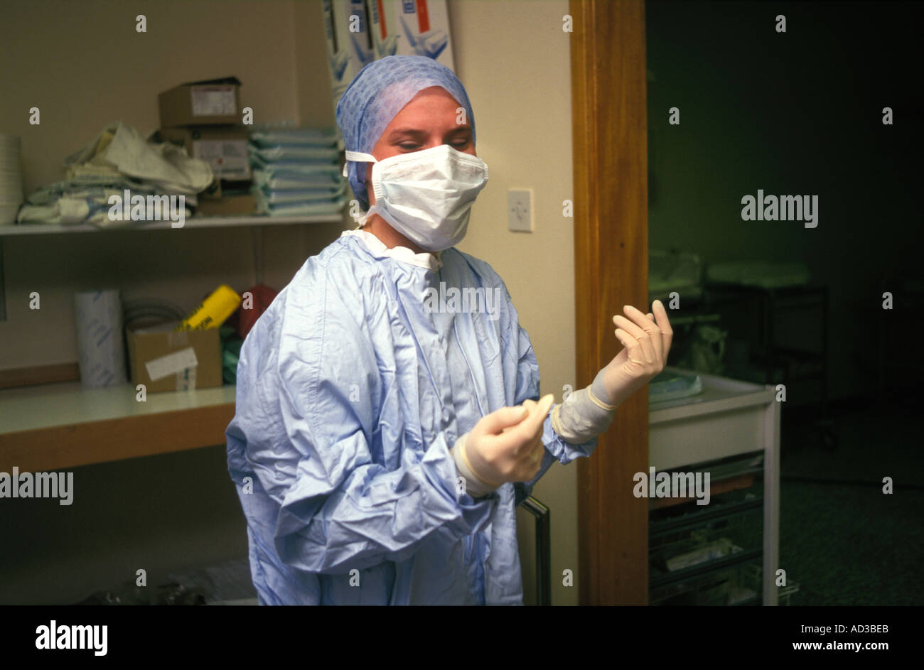 Theatre nurse scrubbed up for operation Stock Photo 867307 Alamy