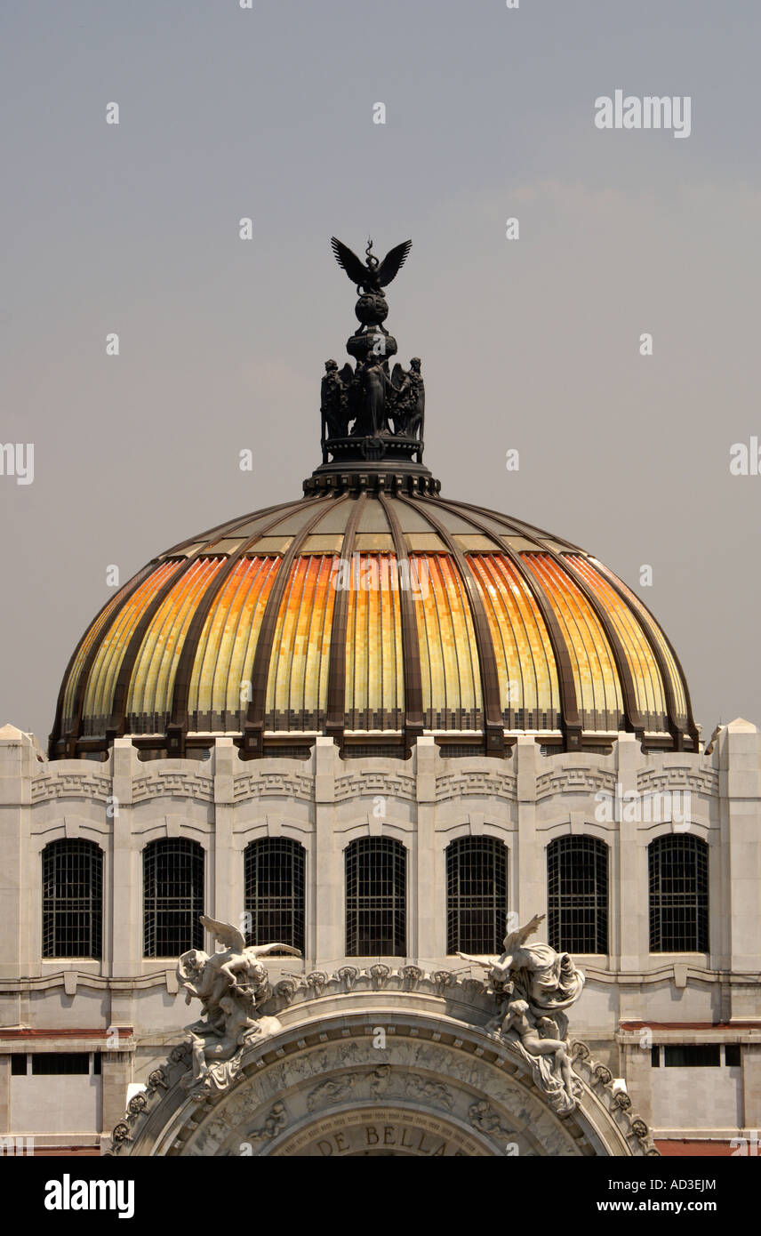Dome of the Palacio de Bellas Artes or Fine Arts Palace in Mexico City Stock Photo
