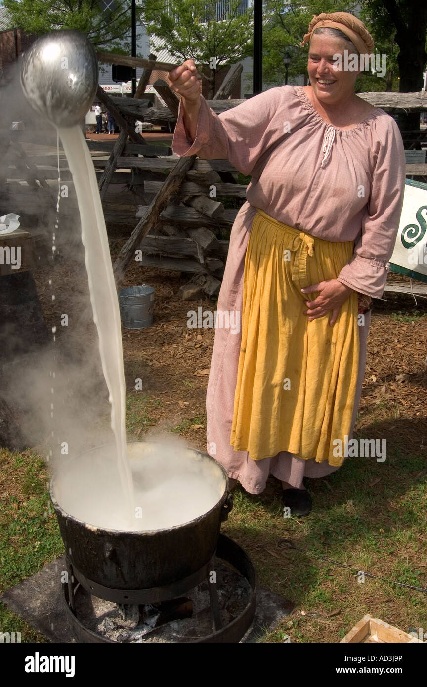 Deb Carbone cooks up Scottish Lye Soap at the 34th Annual Territorial Fair in Little Rock at the Historic Arkansas Musuem Stock Photo