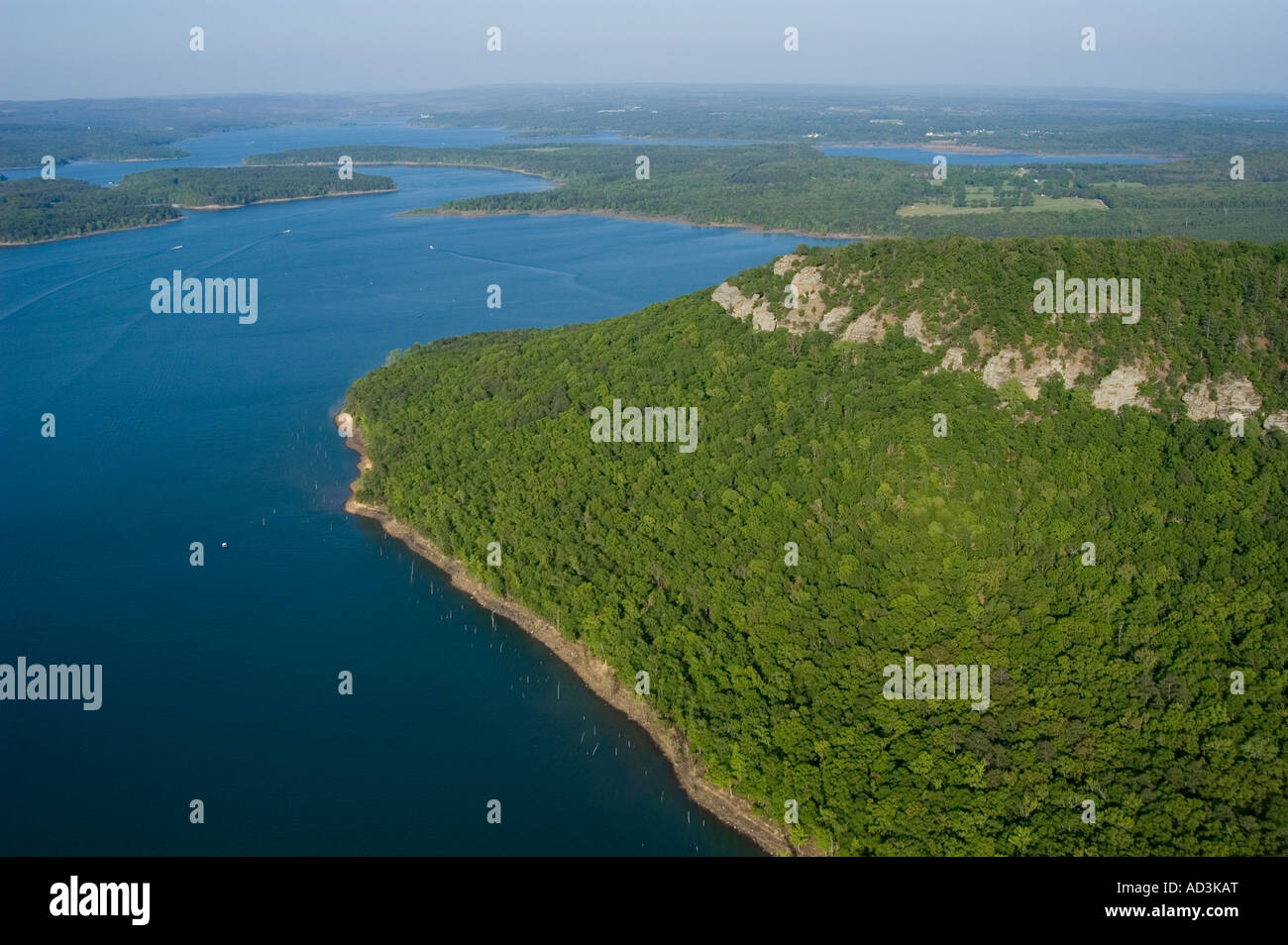 Aerial view of Sugarloaf Mountain on Greers Ferry Lake in the Ozarks of Arkansas USA Stock Photo