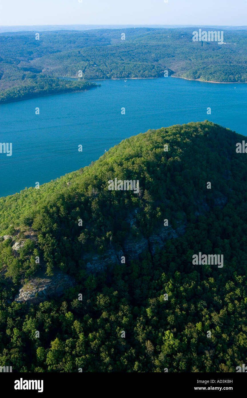 Aerial view of Sugarloaf Mountain on Greers Ferry Lake in the Ozarks of Arkansas USA Stock Photo