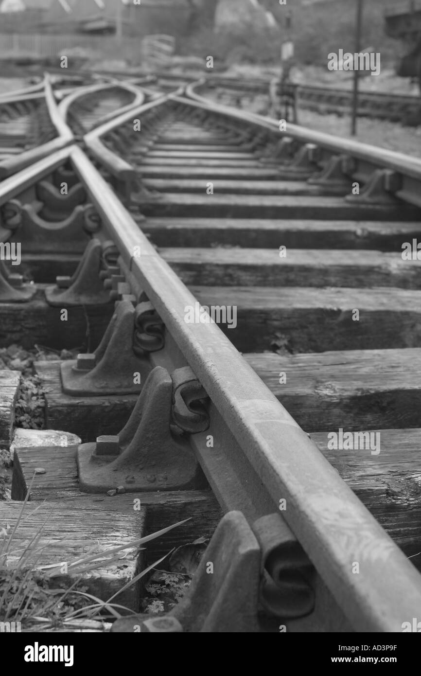 Black and white railway tracks Stock Photo Alamy