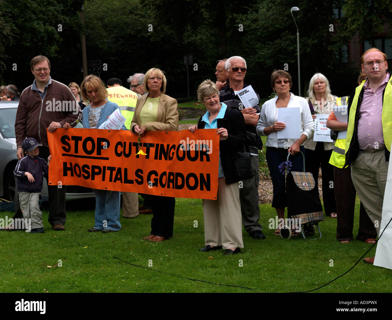 Protesters Roseberry Park Epsom Surrey Protesting Over the Proposed Closure of the Maternity and Neonatal Departments Stock Photo