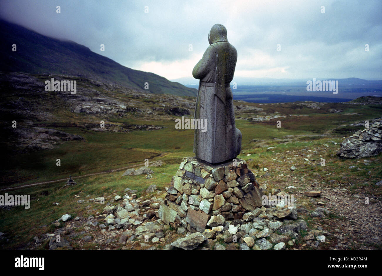 Statue of St Patrick Maam Ean Connemara National Park Maamturk Mountains County Galway Ireland Stock Photo