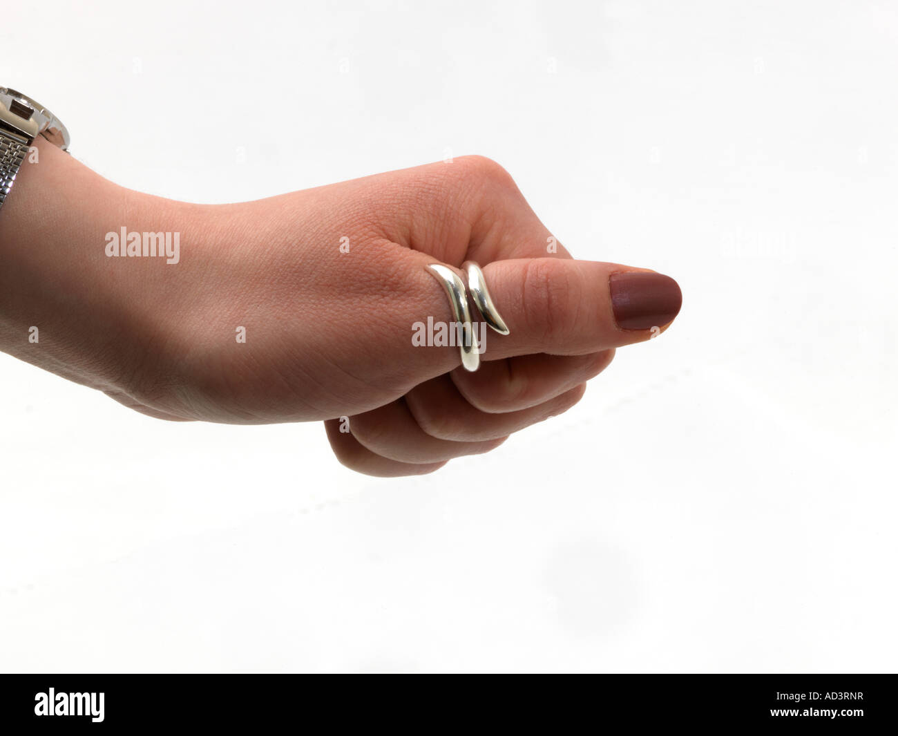 Silver Snake Thumb Ring Stock Photo