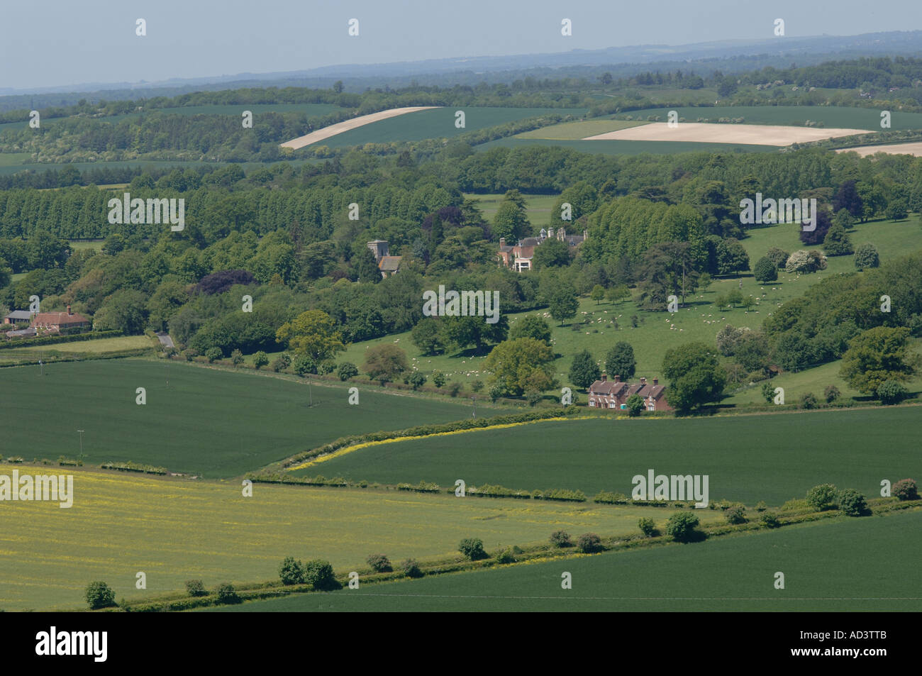 The view from the famous rabbit warren site Watership Down in Hampshire Stock Photo