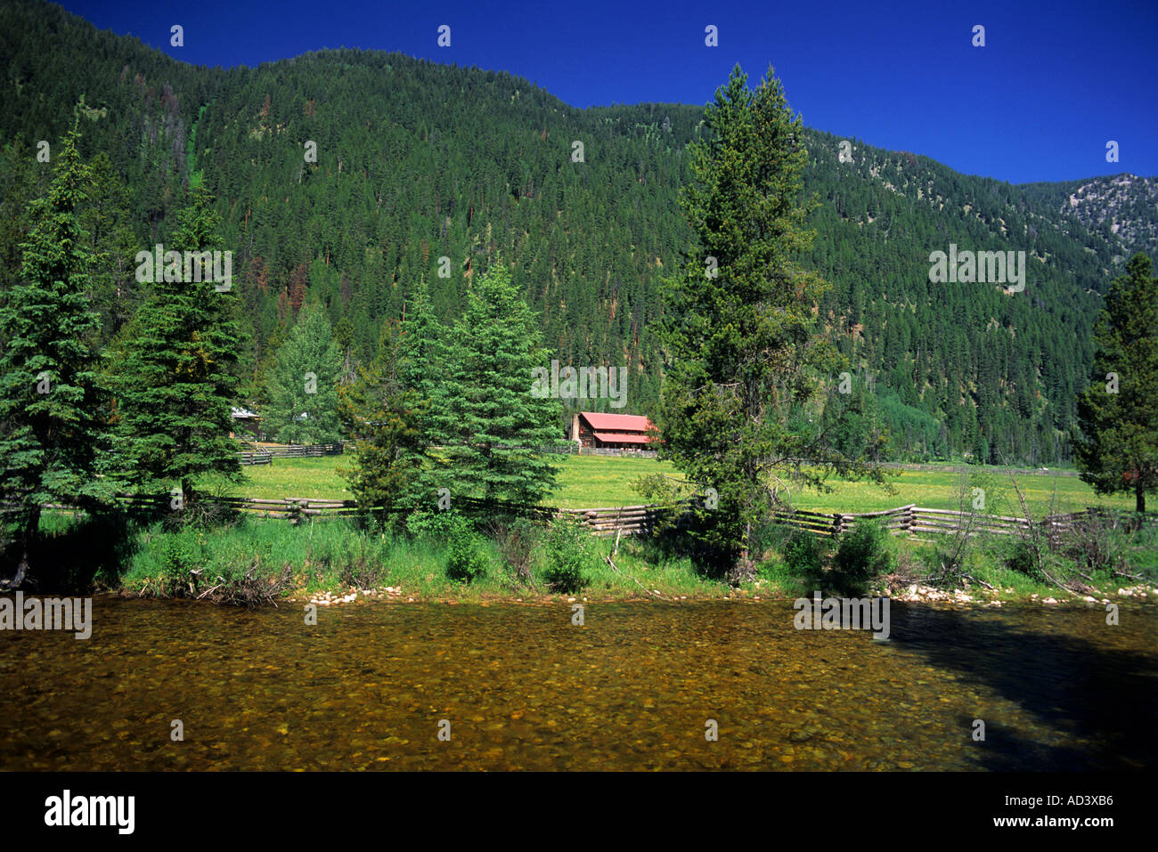 Wapiti Ranch and Johnson Creek near Yellow Pine Idaho Stock Photo Alamy