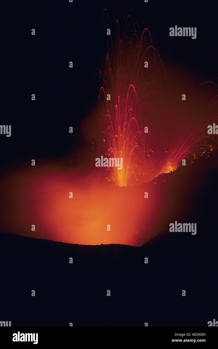 Volcanic Eruption STROMBOLI Volcano AEOLIAN ISLANDS Italy Stock Photo