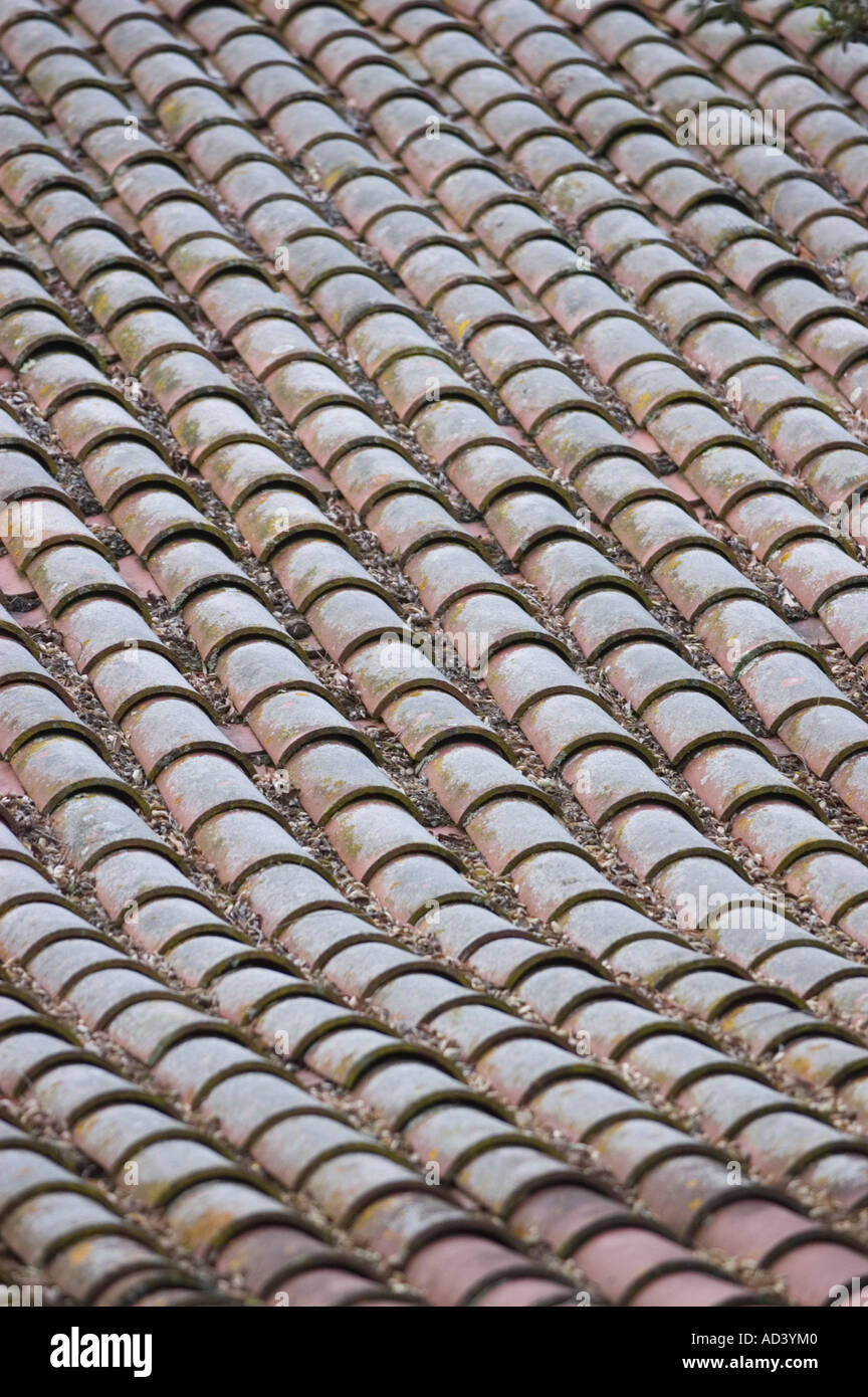 Tile on roof of Spanish Mission Stock Photo Alamy