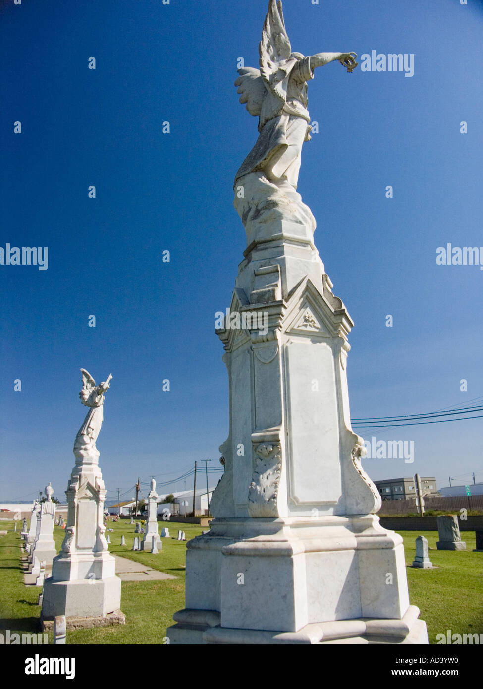 Cemetery statues crucifixes Stock Photo