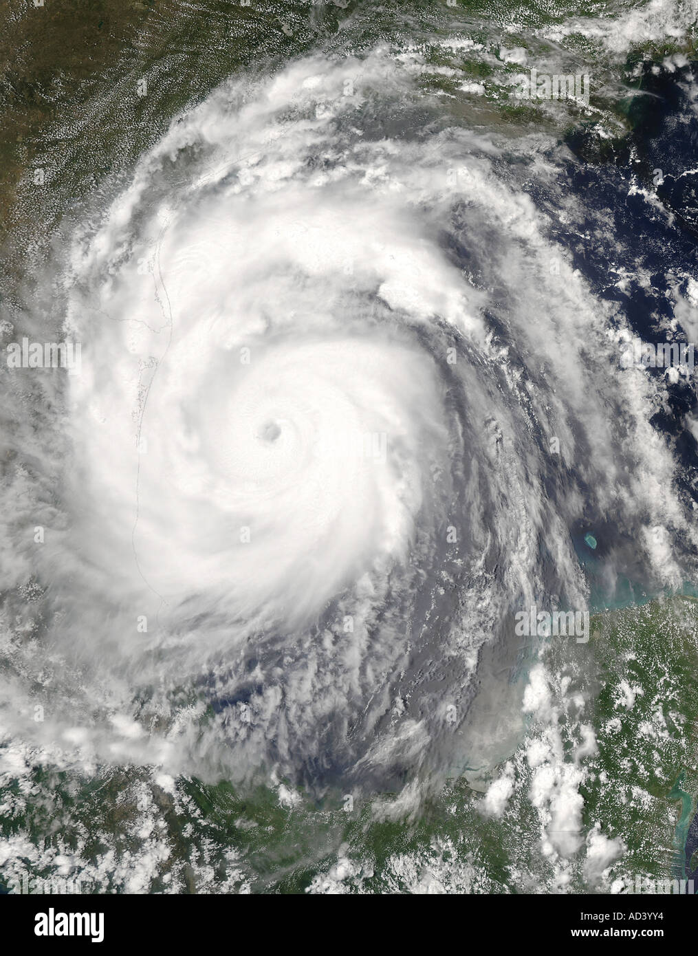 July 19, 2005 at 19 :20 UTC - Hurricane Emily approaching Mexico and Texas Stock Photo