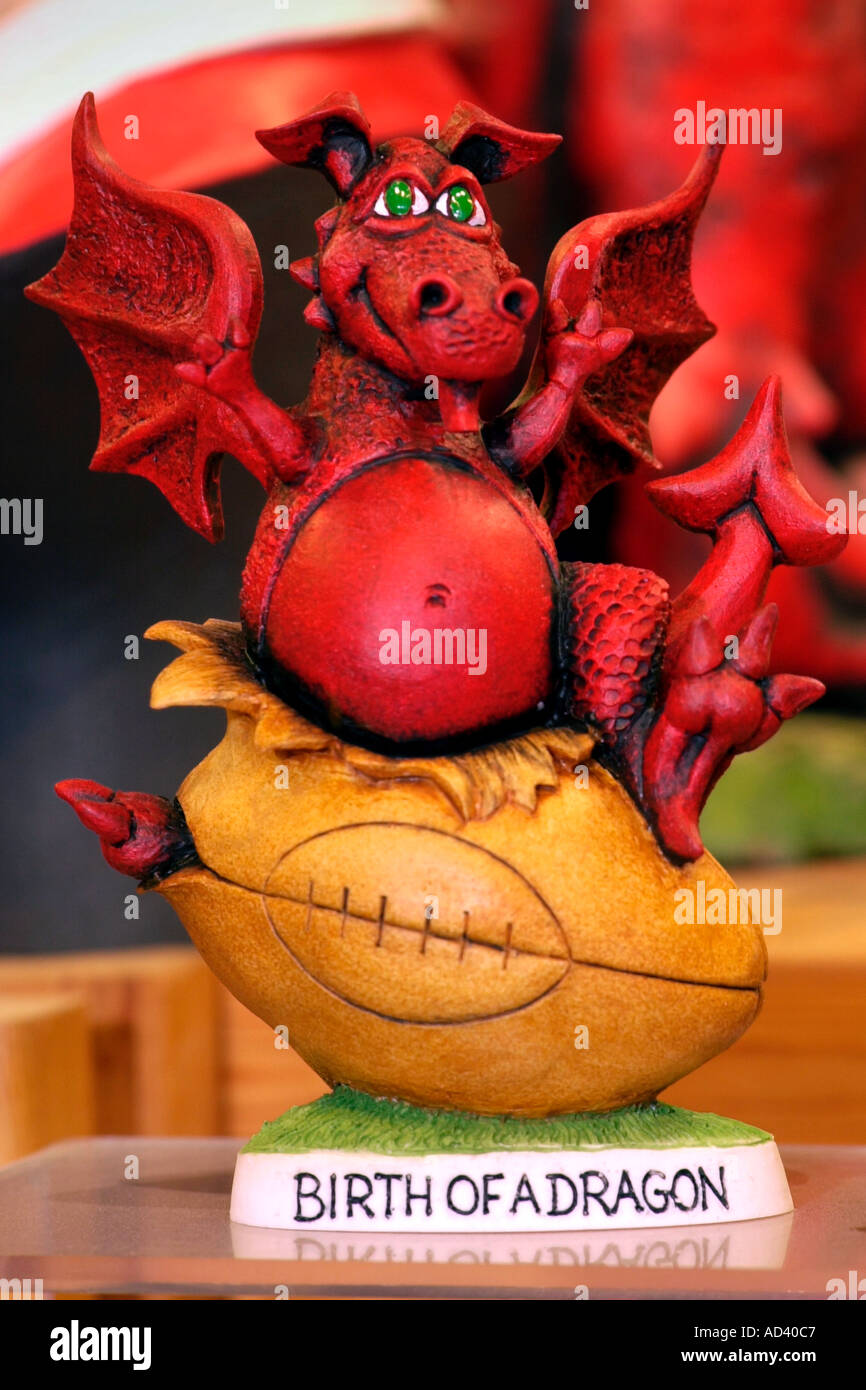 Welsh dragon pottery souvenir at The Grogg Shop Pontypridd South Wales