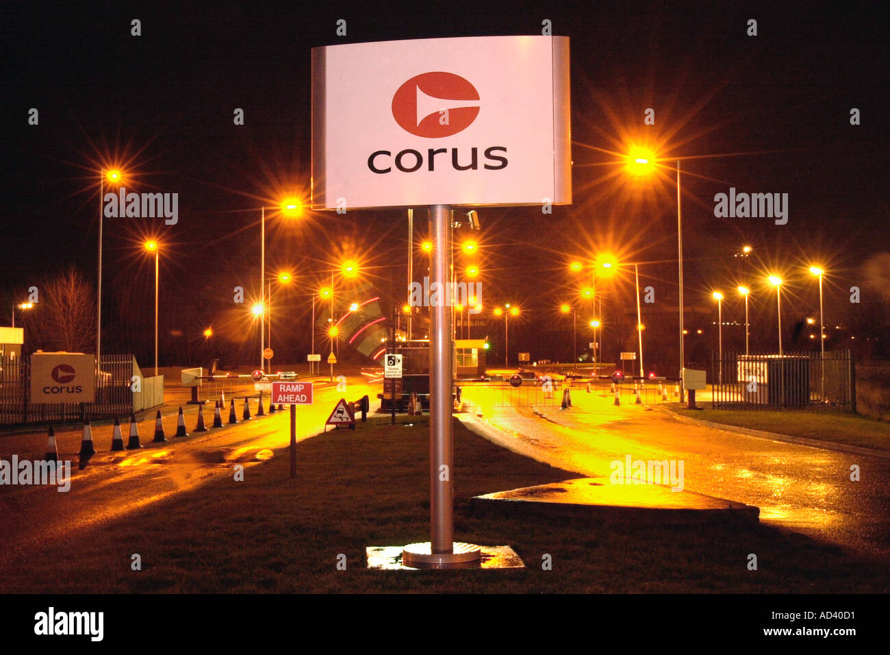 Entrance to the Corus Llanwern steelworks in Newport South Wales Gwent