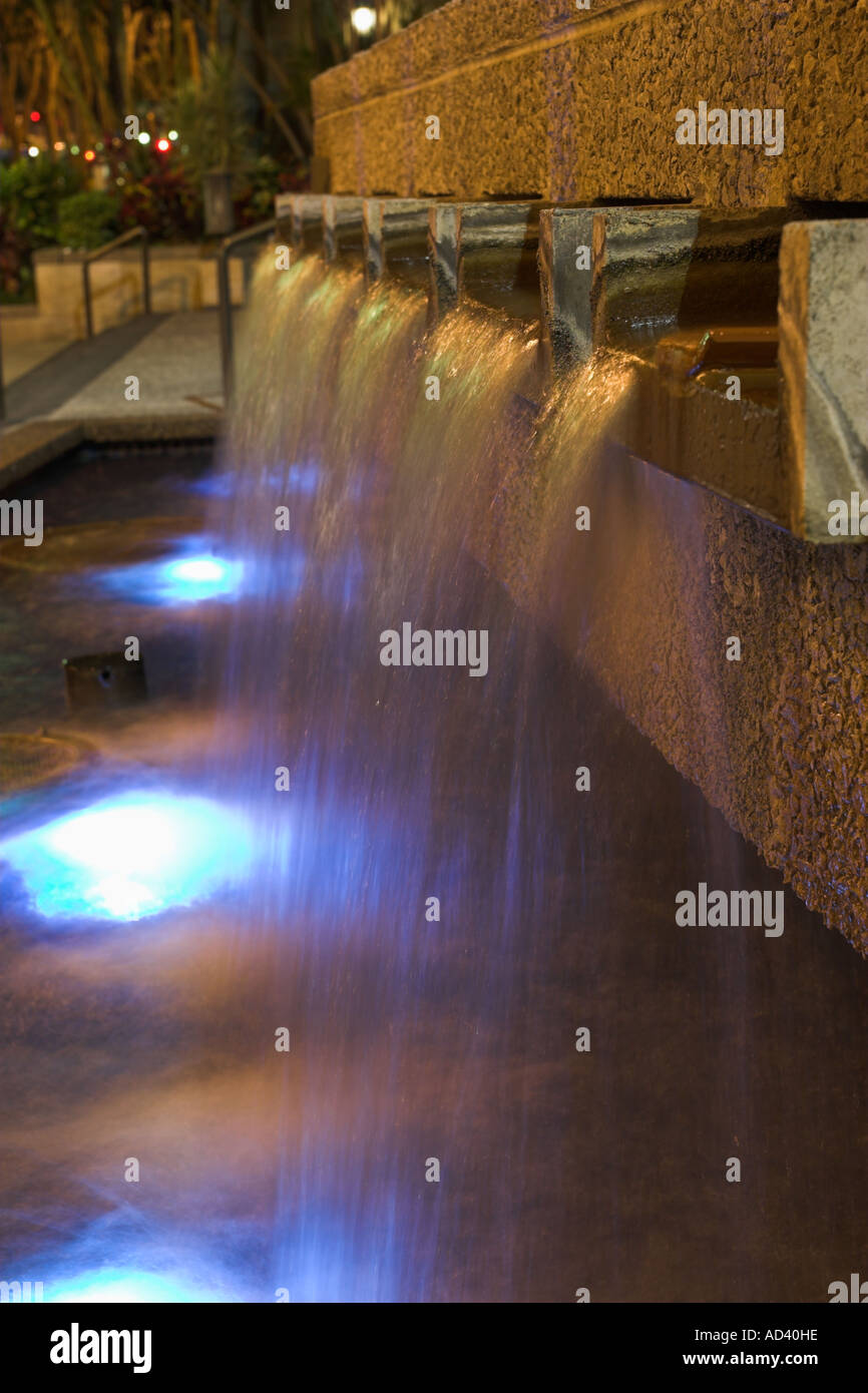 Water fountain at the Brisbane Town Hall Night time Brisbane Australia