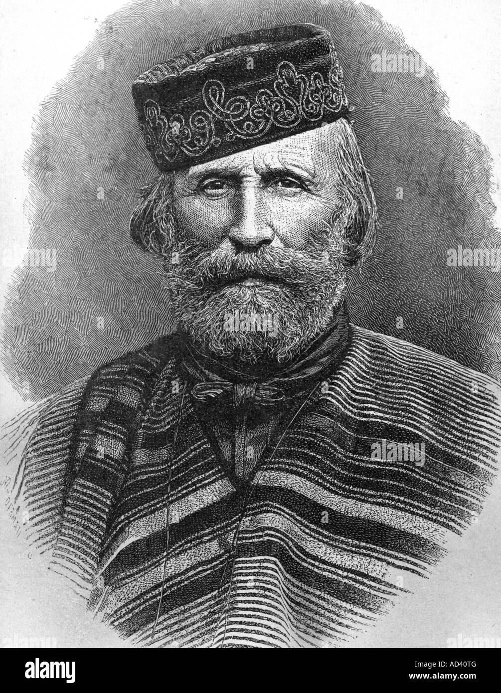 Garibaldi, Giuseppe, 4.7.1807 - 2.6.1882, Italian freedomfighter, portrait, engraving, after photography, 19th century, Stock Photo