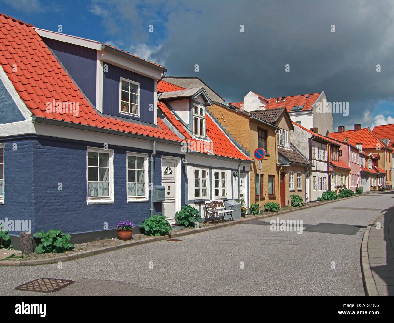 Beautifully restored old houses in the town centre of Jutland