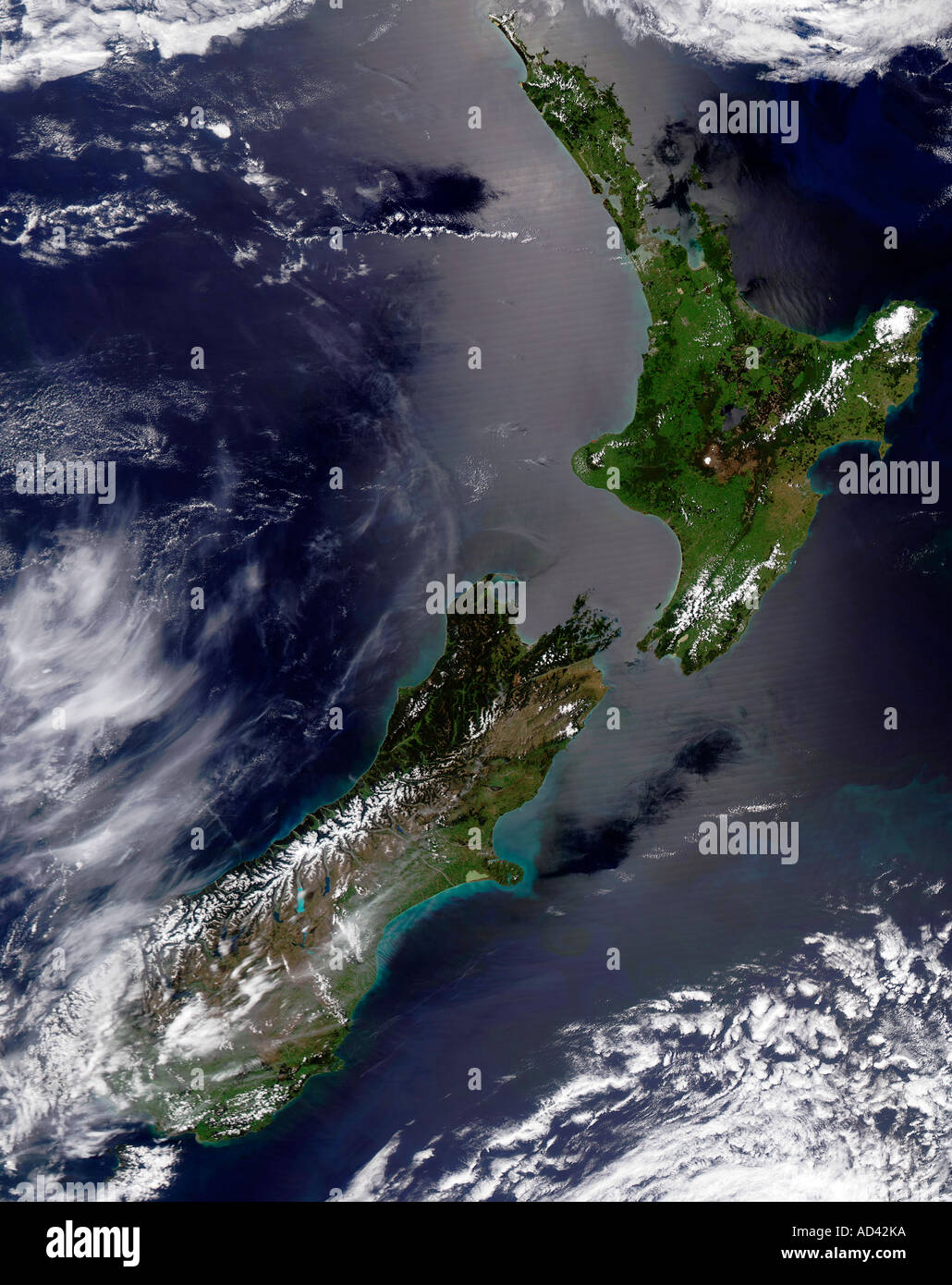 New Zealand Satellite Map New Zealand, Satellite Image Stock Photo - Alamy