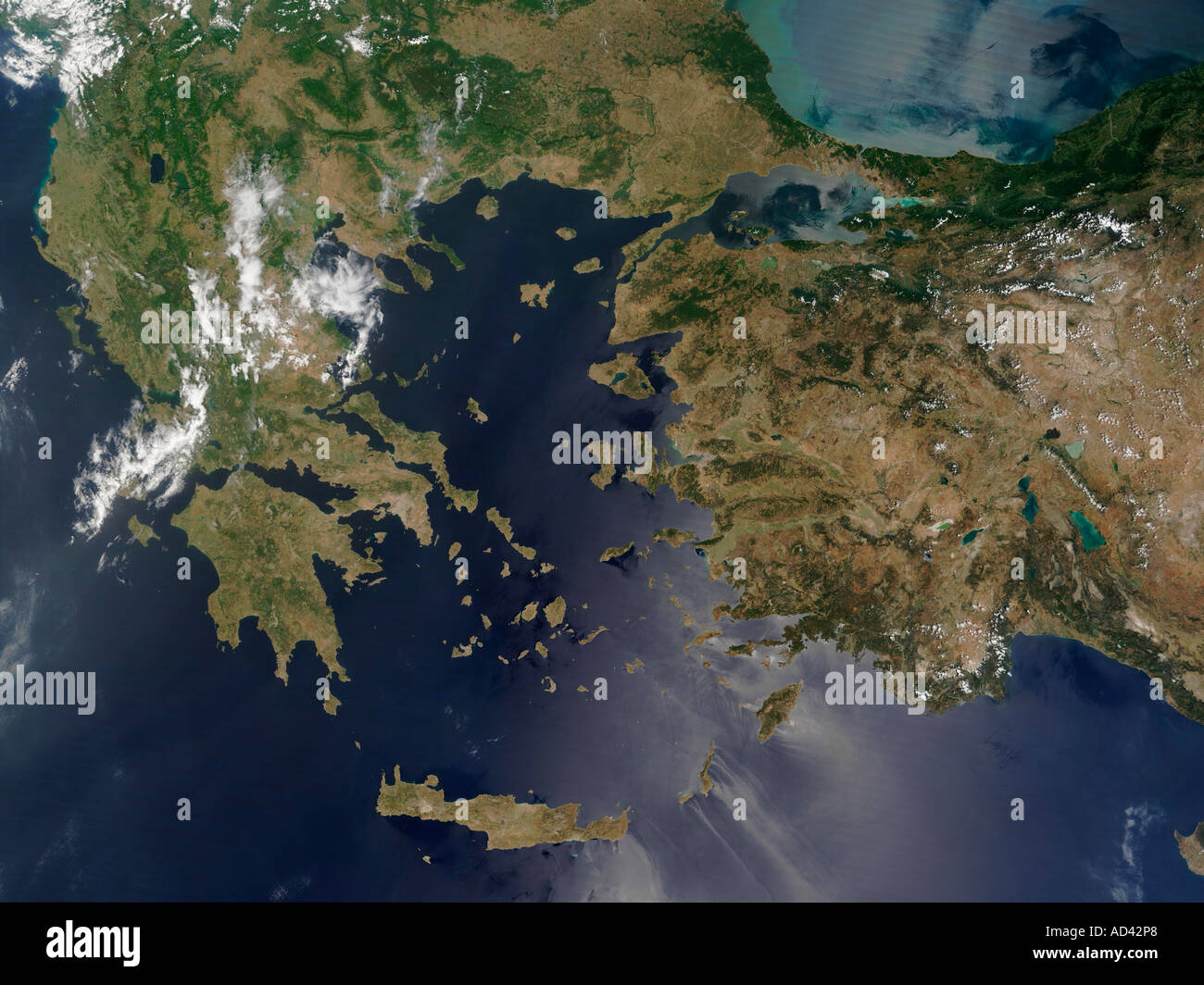 Satellite Map Of Greece Turkey And Greece, Satellite Image Stock Photo - Alamy