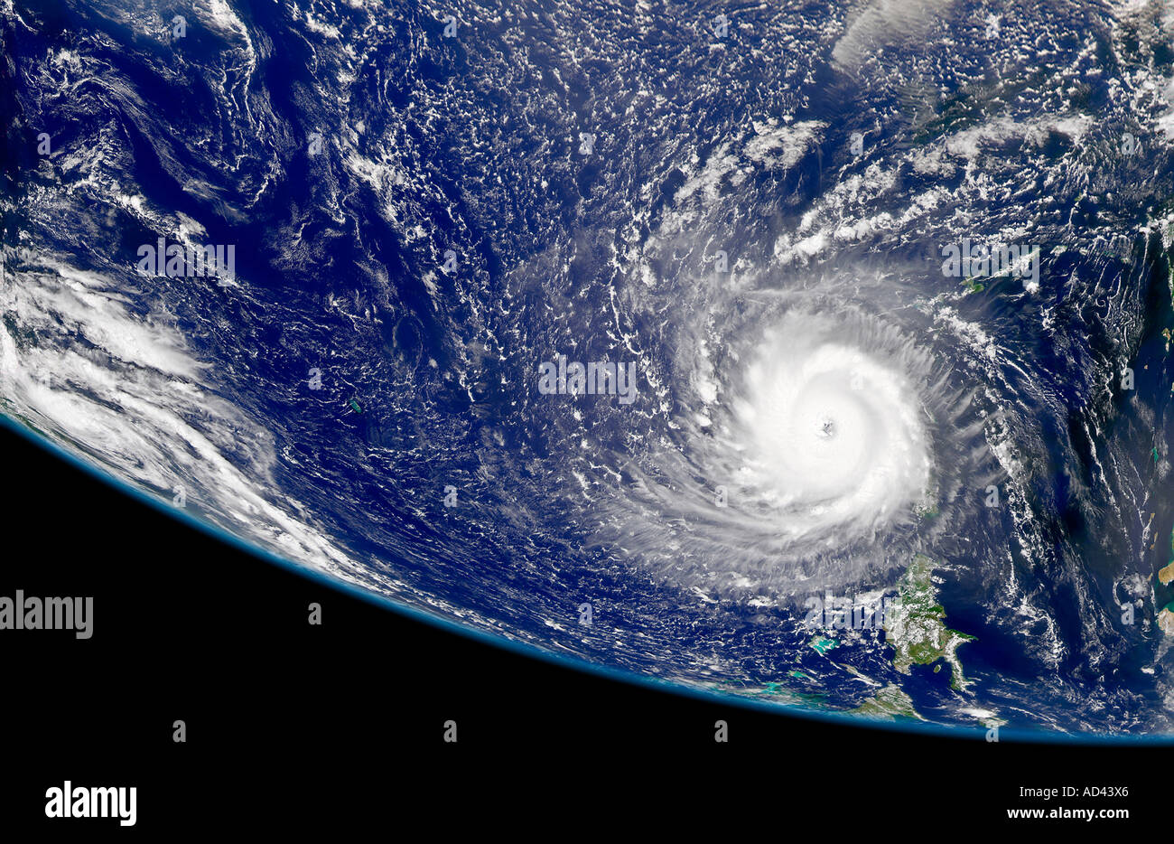 True-color oblique image of Hurricane Frances Stock Photo