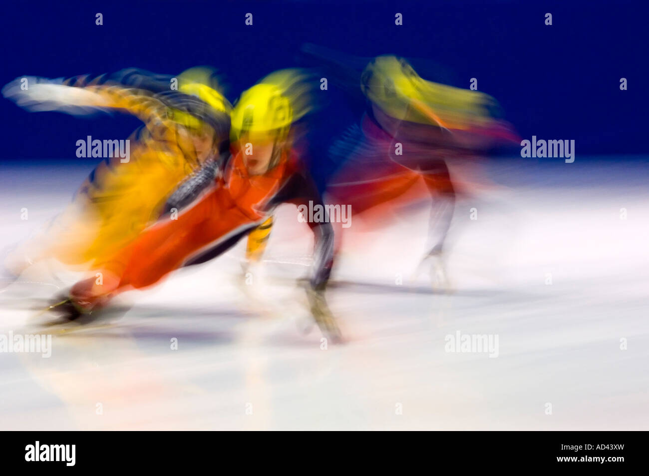 Canadian Short track speed skating competition 500 m sprint Greater Sudbury Ontario Stock Photo